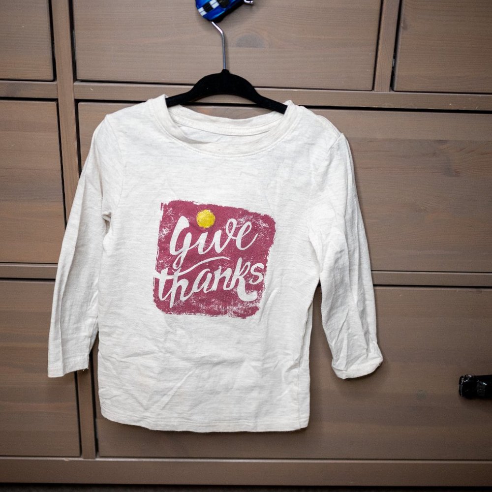 Cat & Jack Long Sleeve Graphic Tee "Give Thanks"